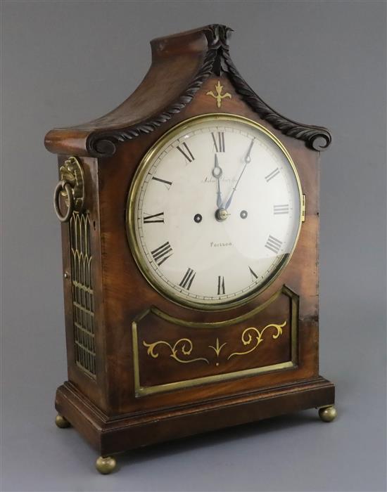 John Charles of Portsea. A Regency brass inset mahogany bracket clock, 18in.